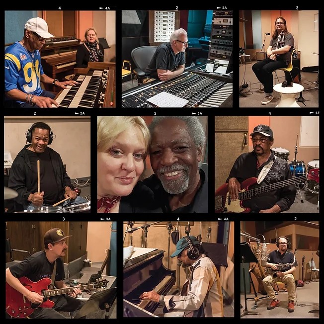 A collage of photographs taken during the Memphis Calling recording sessions